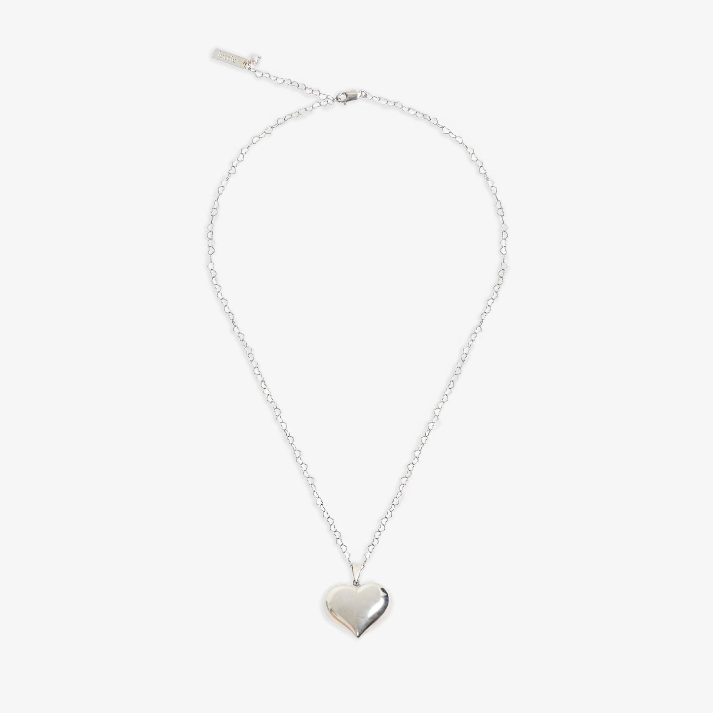 sterling silver puffy heart necklace