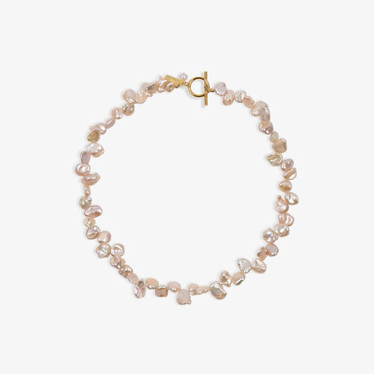 cream keshi pearl necklace, resort wear, beach necklace, pearl beach necklace