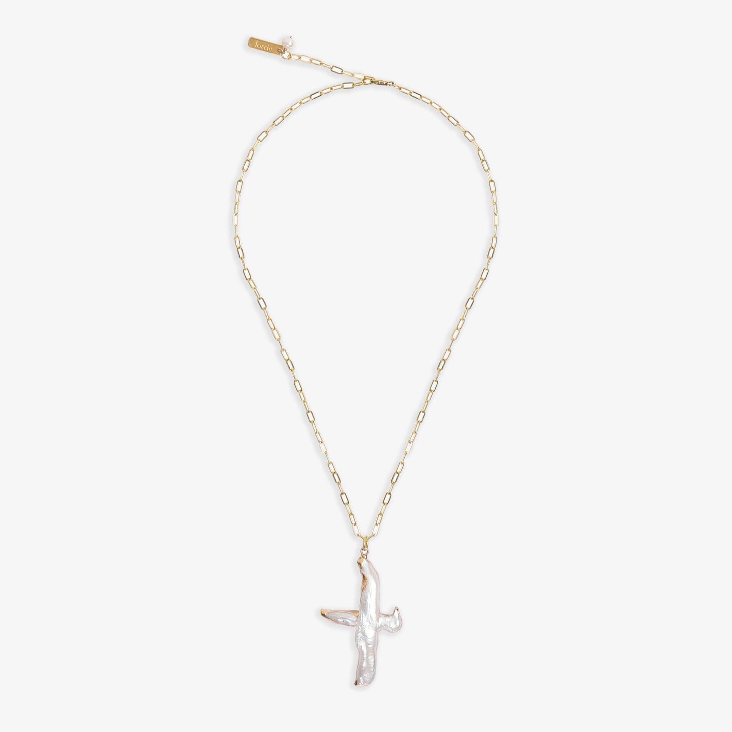gold pearl cross necklace