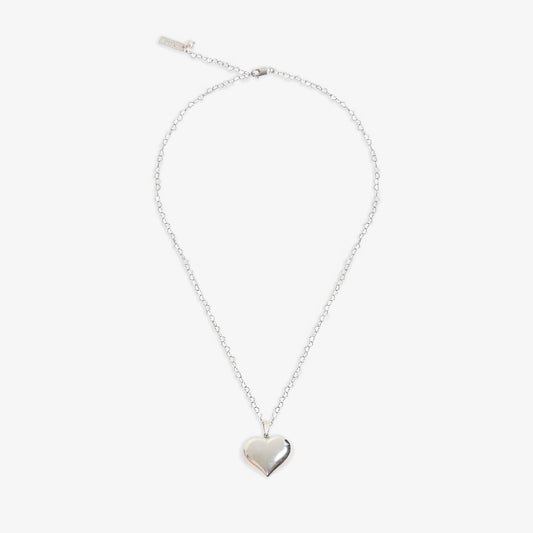 sterling silver puffy heart necklace