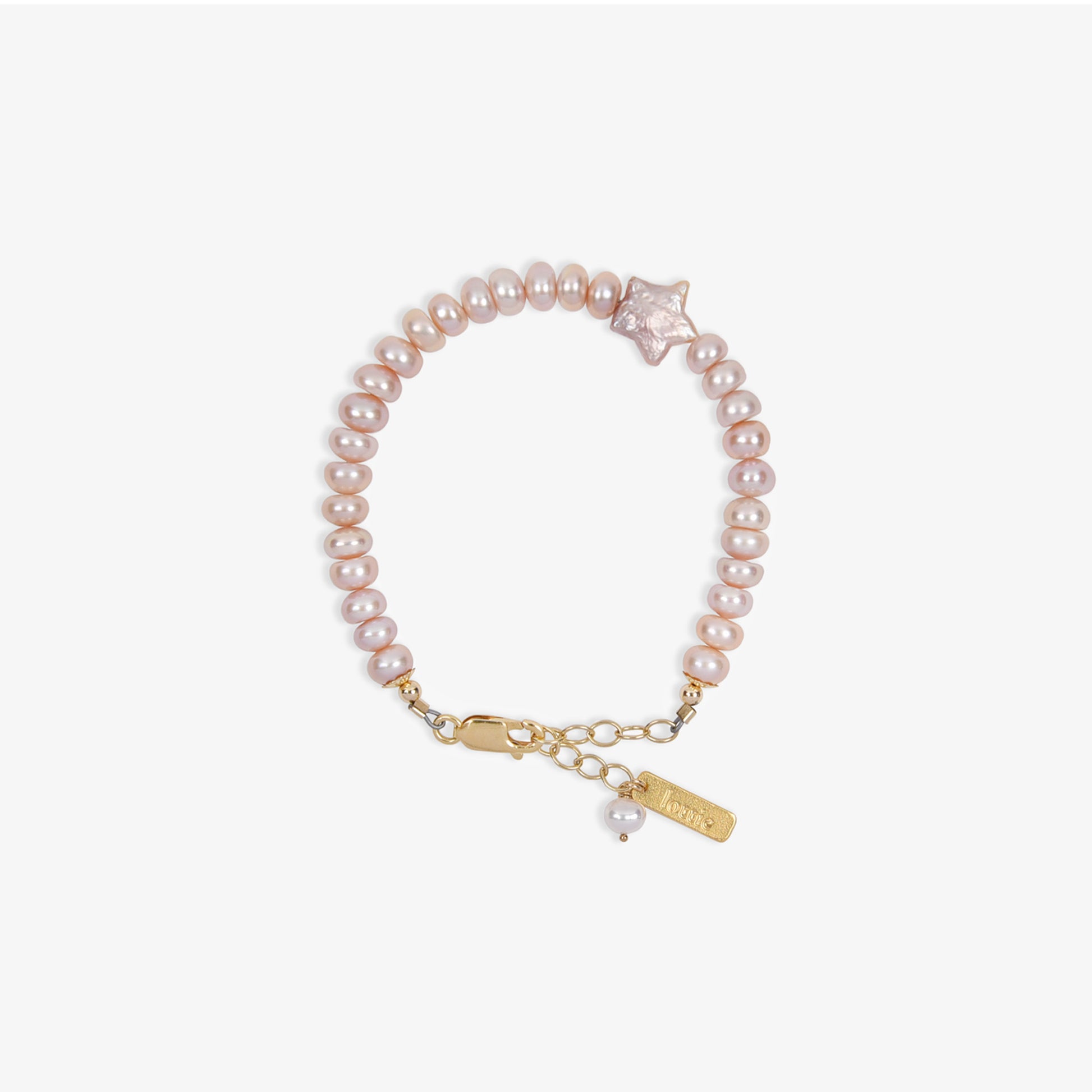 cream star pearl bracelet, star shaped pearl, natural freshwater pearl 