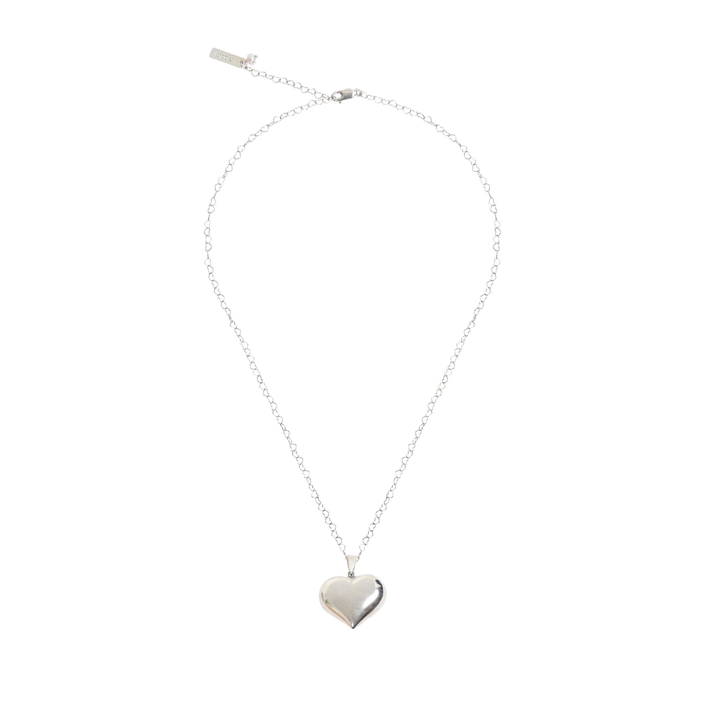 sterling silver puffy heart necklace