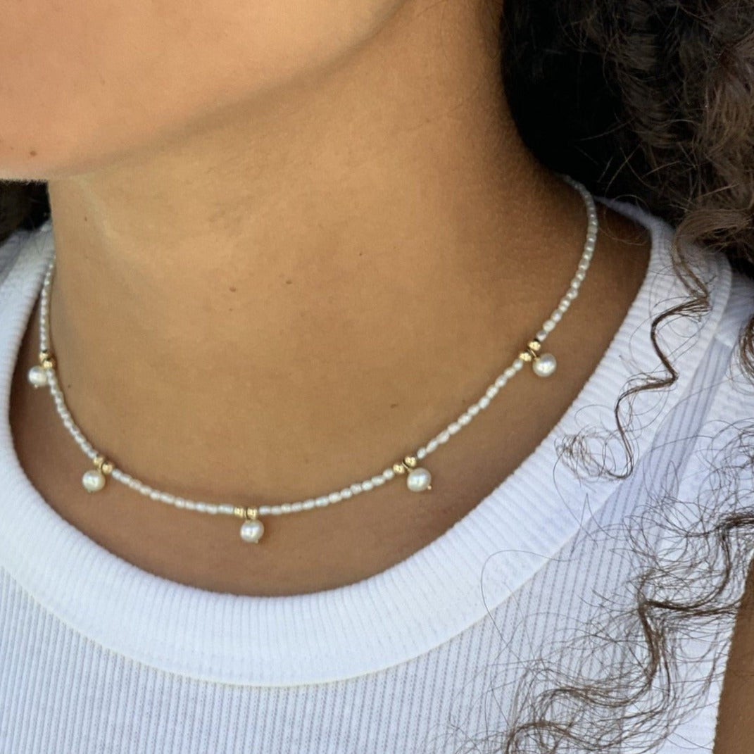 teensy pearl drops necklace